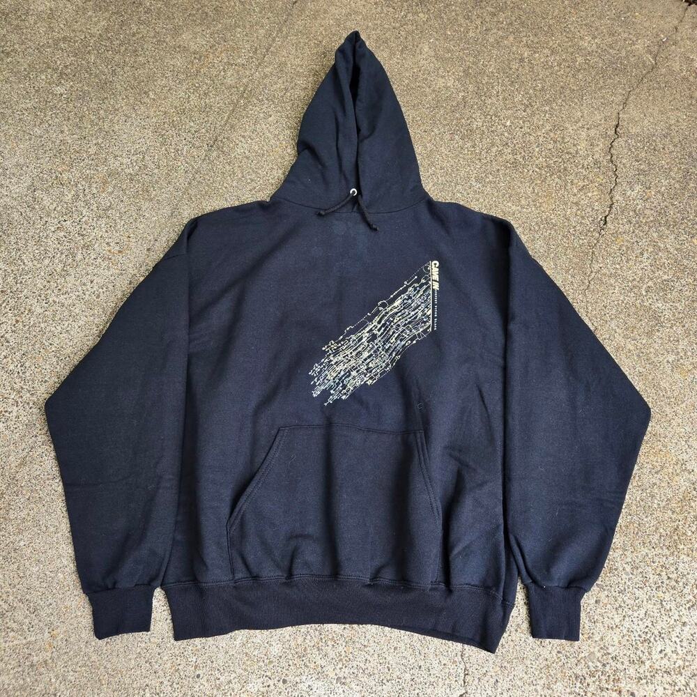 Vtg Y2k Rare CAVE IN Pitch Perfect Black Graphic Metalcore Hooded Sweatshirt XL